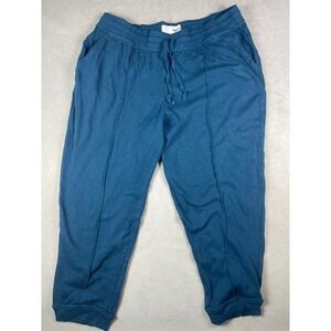 Sonoma Goods For Life Womens 1XS Teal Blue Pintuck Seam Jogger Sweatpants Pocket